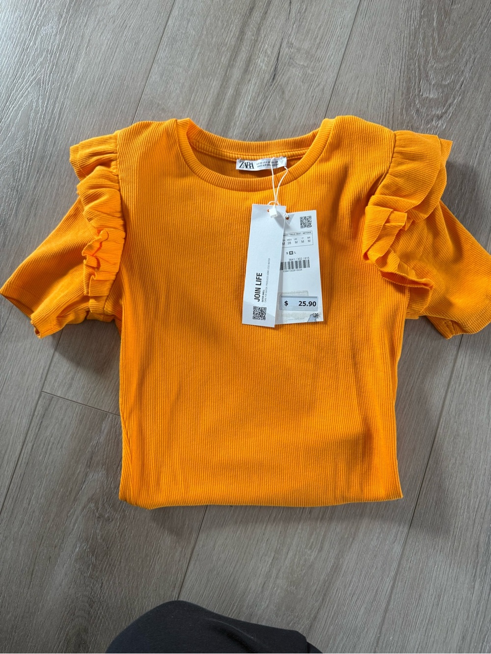 Zara Short Sleeve Ruffle Bodysuit - Bright Orange
